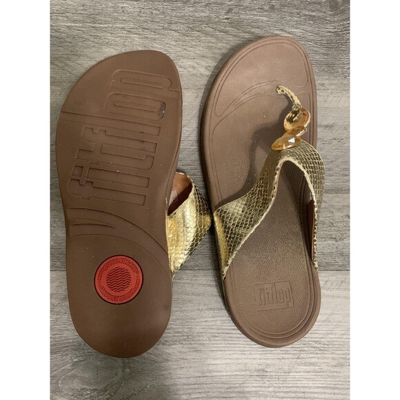 FitFlop Shoes Womens Size 11 Sandals Jeweled Snake Embossed Comfortable - Picture 5 of 7